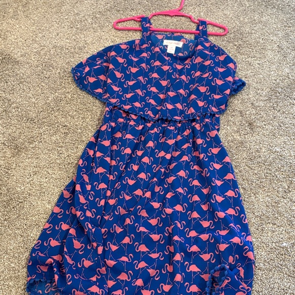 Xhilaration Other - Xhilaration Navy Dress with Pink Flamingo Print